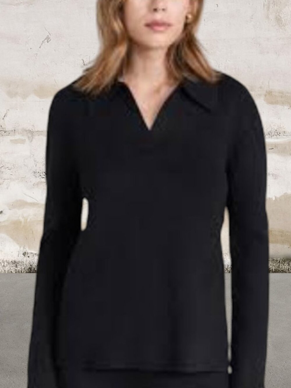 ENGLISH FACTORY Polo Collar Knit Sweater In Black Size XS